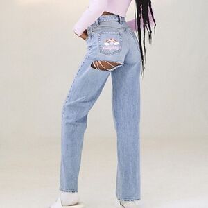 Playboy PacSun Bunny '90s Boyfriend Jeans High Rise Ripped Distressed Women’s 27